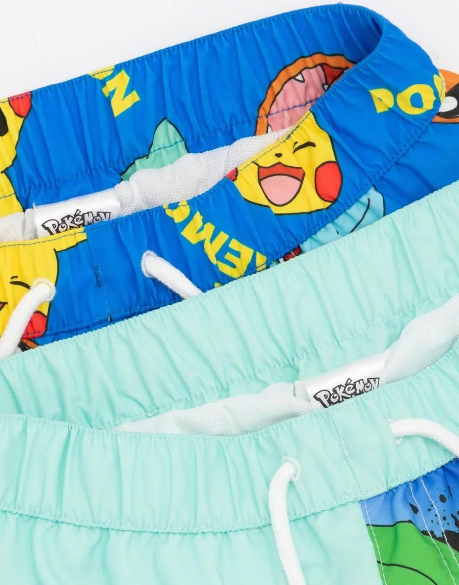 Pokemon Characters Blue Swim Shorts 2 Pack (3-12 Years)