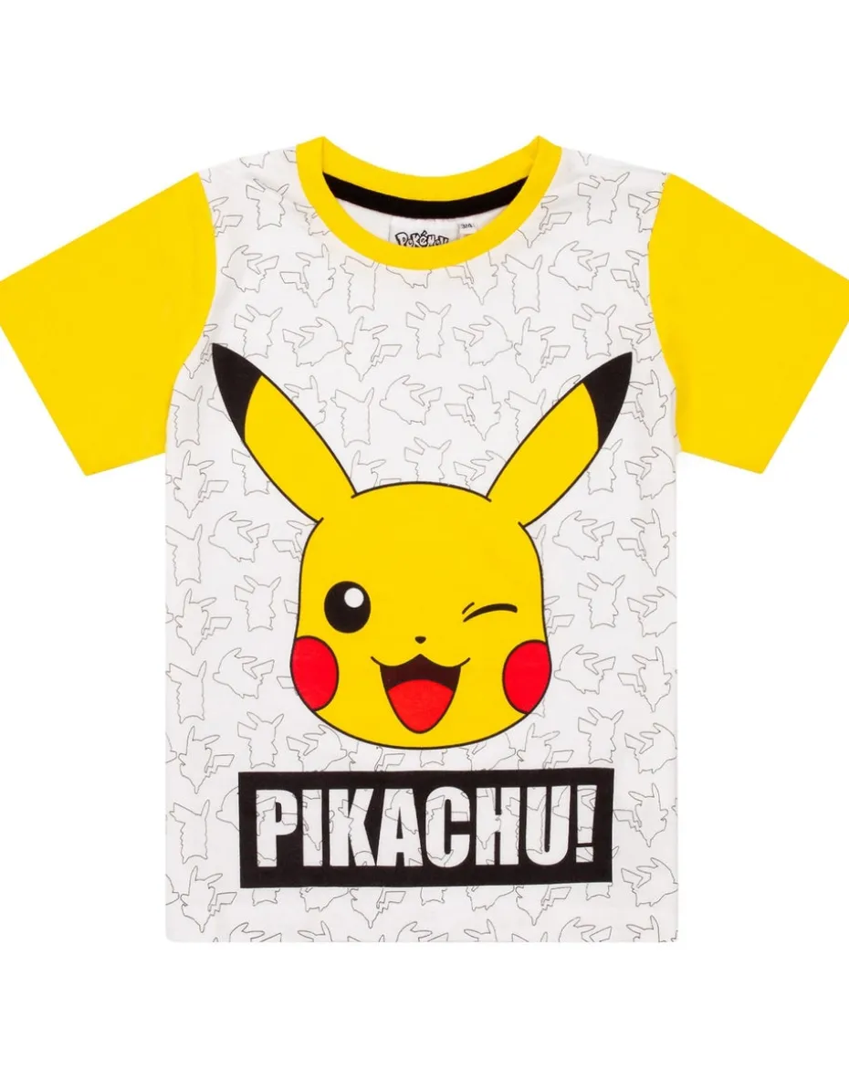 Pokemon Kids White Pikachu Shortie Pyjamas (3-12 Years)