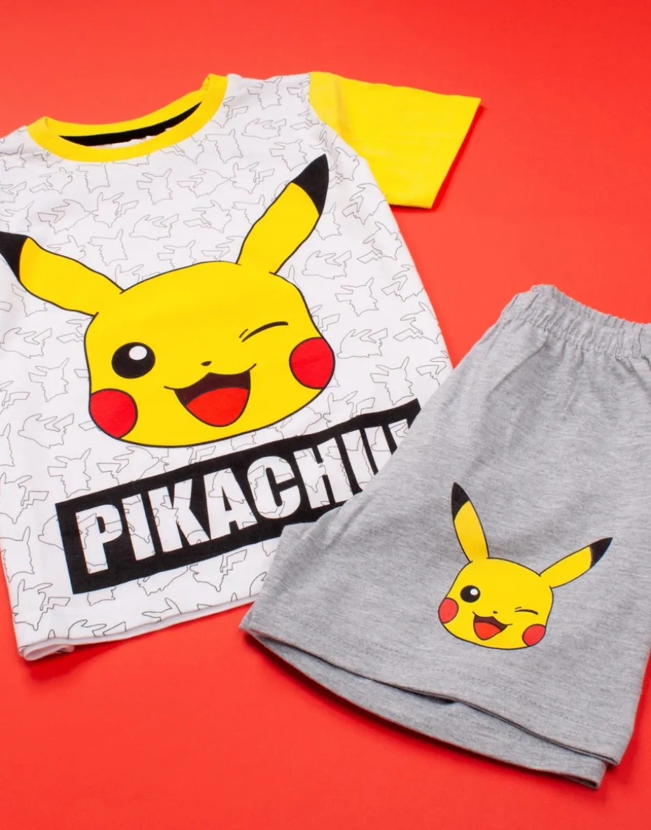 Pokemon Kids White Pikachu Shortie Pyjamas (3-12 Years)