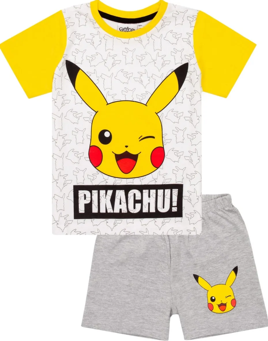 Pokemon Kids White Pikachu Shortie Pyjamas (3-12 Years)