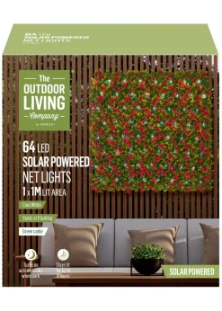 Premier Decorations 64 Cool White Solar Powered LED Net Lights