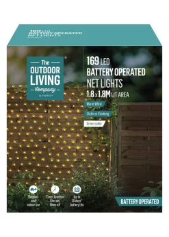 Premier Decorations 168 LED Warm White Battery Operated Net Lights