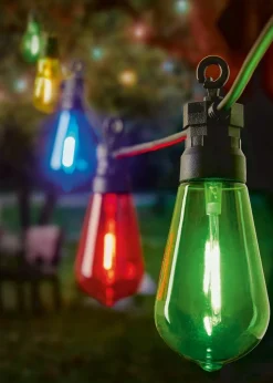 Premier Decorations 10 Multi-coloured LED Connectable Teardrop Bulb Festoon String Lights