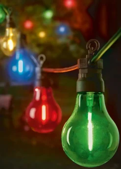 Premier Decorations 10 Multi-coloured LED Connectable Round Bulb Festoon String Lights