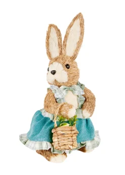 Premier Decorations Ava Rustic Rabbit in Turquoise Dress