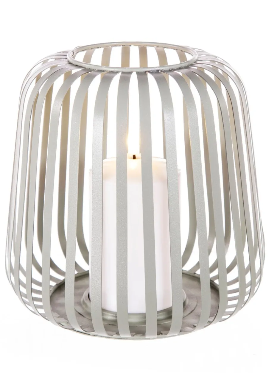 Premier Decorations Battery Operated Metal Lantern with 1 LED Plastic Candle Sage Green