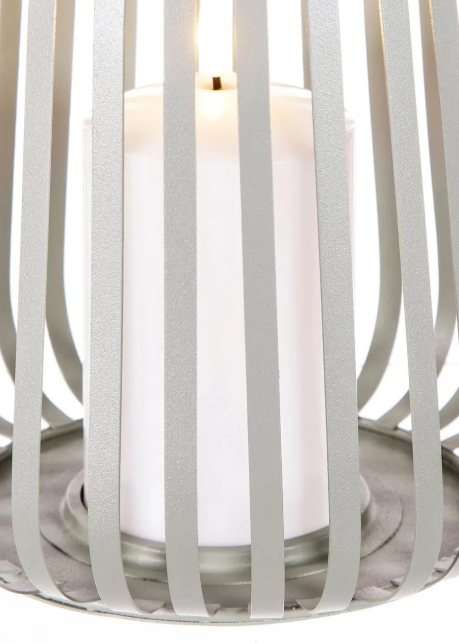 Premier Decorations Battery Operated Metal Lantern with 1 LED Plastic Candle Sage Green