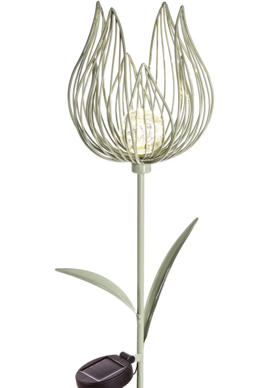 Premier Decorations Sage Green Solar Metal Tulip Garden Stake Light