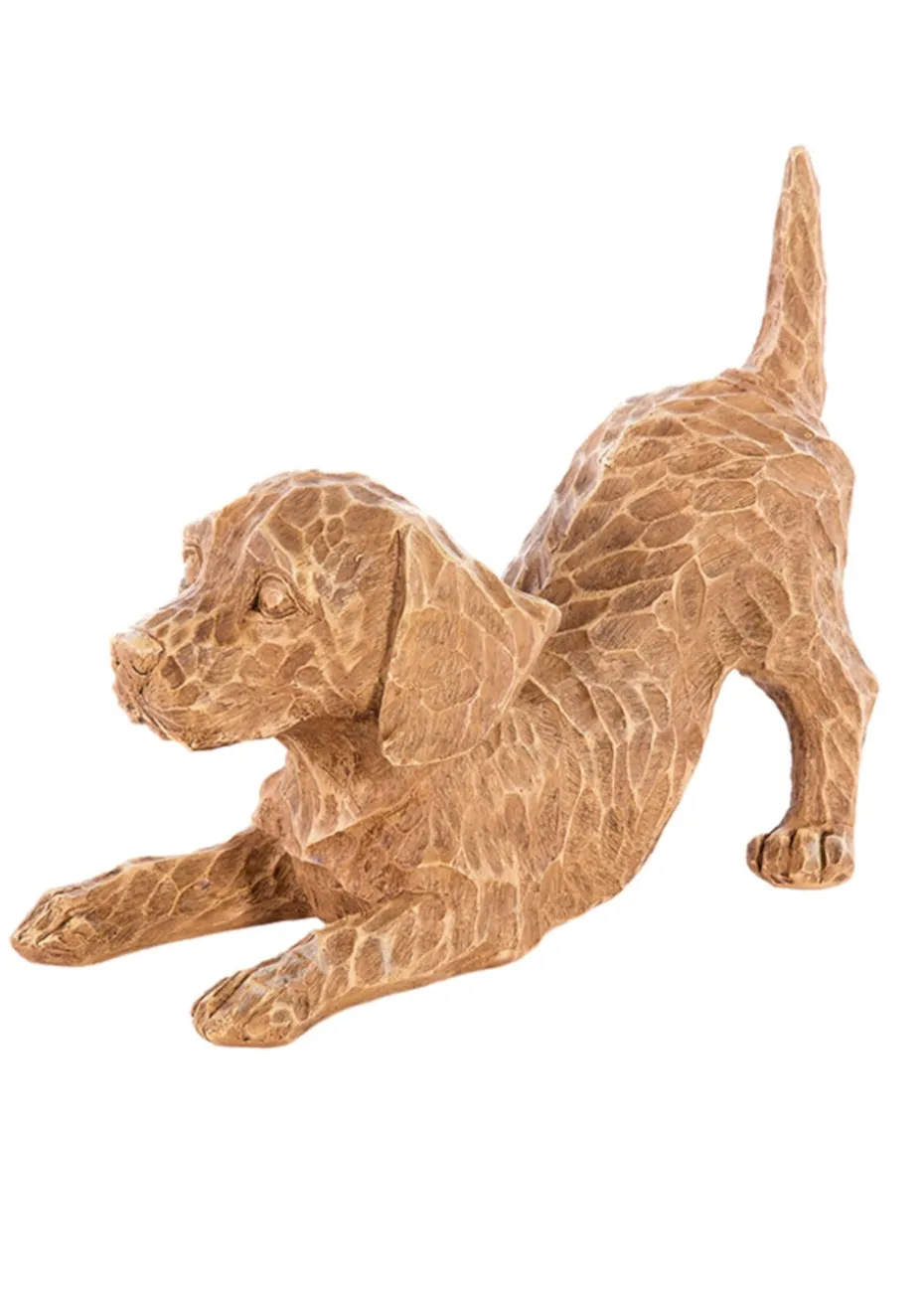 Premier Decorations Wood Cut Effect Playing Labrador Statue