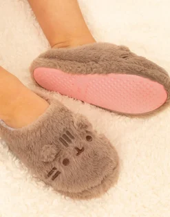 Pusheen Beige Embroidered Graphic Mule Slippers