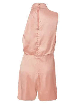 Quiz Apricot Satin Asymmetric Playsuit