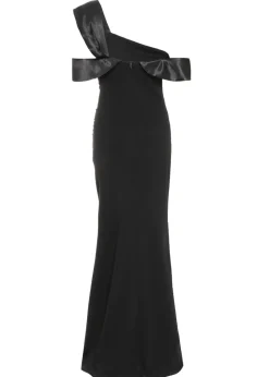 Quiz Black Asymmetric Bardot Maxi Dress