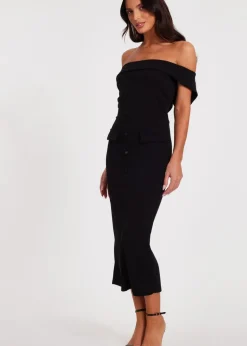 Quiz Black Bardot Midaxi Dress
