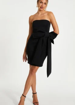 Quiz Black Bow Strapless Bodycon Dress