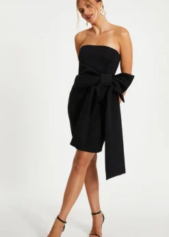 Quiz Black Bow Strapless Bodycon Dress
