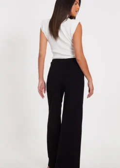 Quiz Black Buckle Palazzo Trousers