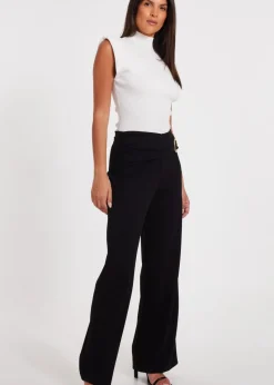 Quiz Black Buckle Palazzo Trousers
