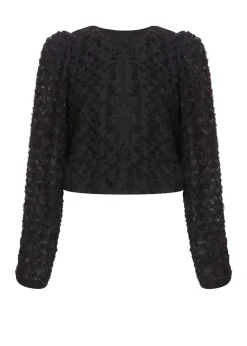 Quiz Black Chiffon Floral Cropped Jacket