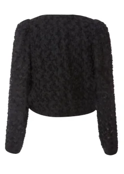 Quiz Black Chiffon Floral Cropped Jacket