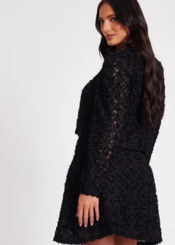 Quiz Black Chiffon Floral Cropped Jacket