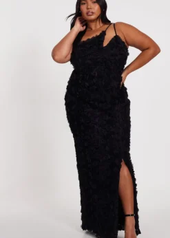 Quiz Black Curve One Shoulder Floral Maxi Dress