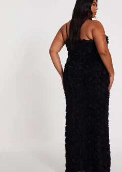 Quiz Black Curve One Shoulder Floral Maxi Dress