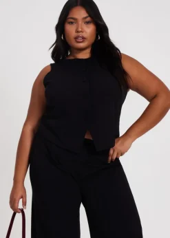 Quiz Black Curve Waistcoat