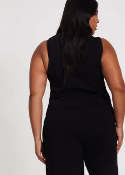 Quiz Black Curve Waistcoat