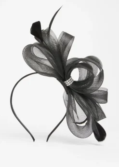 Quiz Black Diamante Bow Headband Fascinator