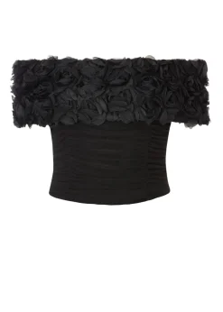 Quiz Black Floral Mesh Top