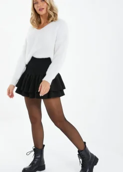 Quiz Black Frill Mini Skirt