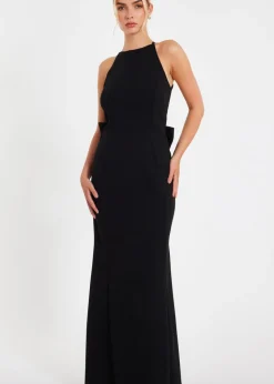 Quiz Black Halter Neck Fishtail Maxi Dress