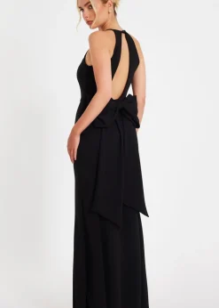 Quiz Black Halter Neck Fishtail Maxi Dress