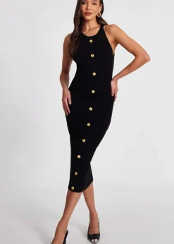 Quiz Black Knit Halter Neck Dress