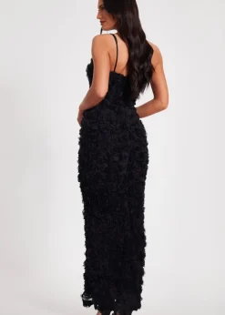 Quiz Black One Shoulder Floral Maxi Dress