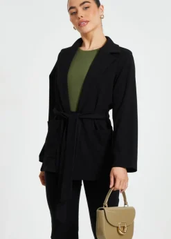 Quiz Black Petite Ruched Blazer