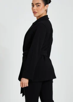 Quiz Black Petite Ruched Blazer