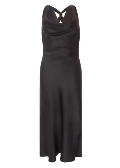 Quiz Black Petite Satin Midaxi Dress
