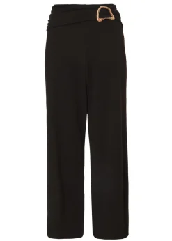 Quiz Black Petite Tie Waist Palazzo Trousers
