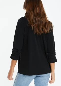 Quiz Black Ruched Sleeve Blazer