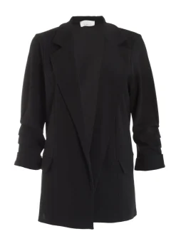 Quiz Black Ruched Sleeve Blazer