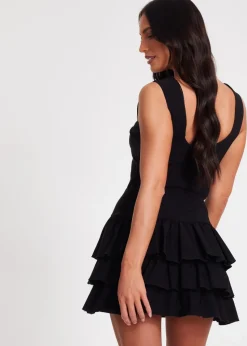 Quiz Black Ruffle Mini Dress