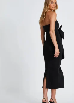 Quiz Black Strapless Bow Midaxi Dress