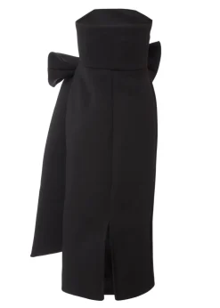 Quiz Black Strapless Bow Midaxi Dress