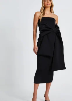 Quiz Black Strapless Bow Midaxi Dress