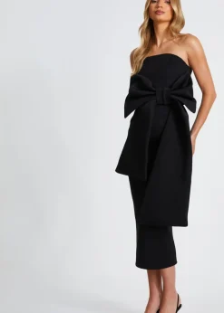 Quiz Black Strapless Bow Midaxi Dress