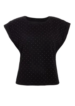 Quiz Black Stud Detail Top