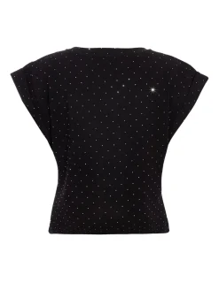 Quiz Black Stud Detail Top