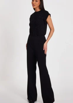 Quiz Black Stud Detail Top