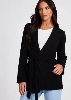 Quiz Black Tie Waist Blazer